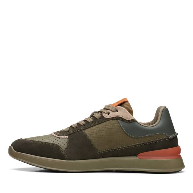 Men's Clarks Race Lite Tor Sneakers Dark Green | CLK903ZNQ