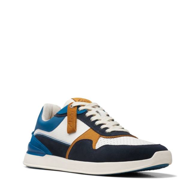 Men's Clarks Race Lite Tor Sneakers White / Blue | CLK947VGY