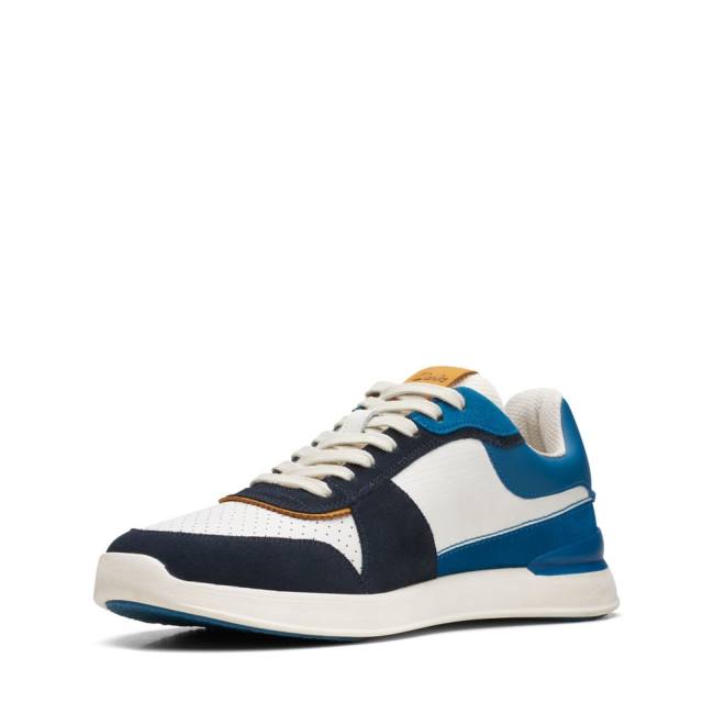 Men's Clarks Race Lite Tor Sneakers White / Blue | CLK947VGY