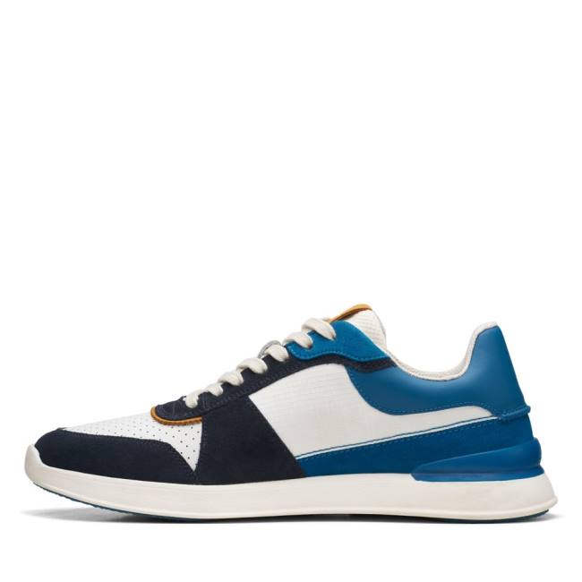 Men's Clarks Race Lite Tor Sneakers White / Blue | CLK947VGY