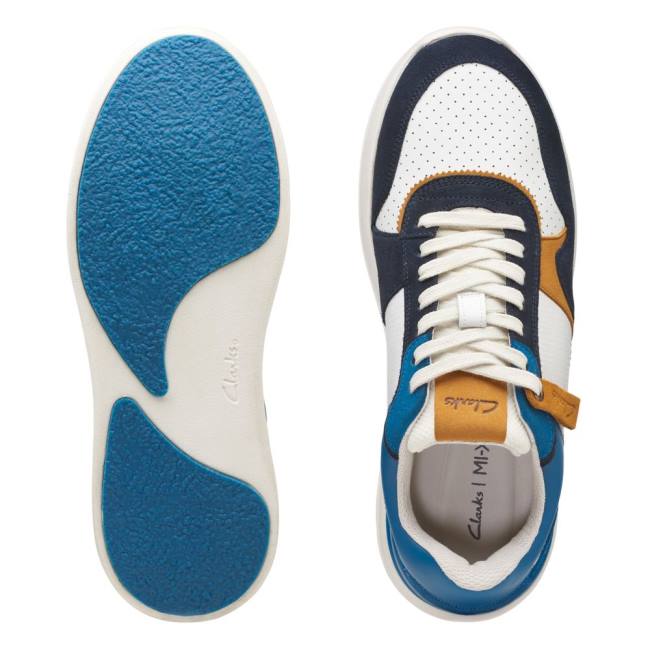 Men's Clarks Race Lite Tor Sneakers White / Blue | CLK947VGY