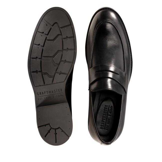 Men's Clarks Ronnie Step Loafers Black | CLK356FCS