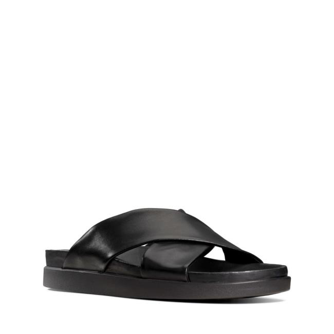 Men's Clarks Sunder Cross Sandals Black | CLK643MZA