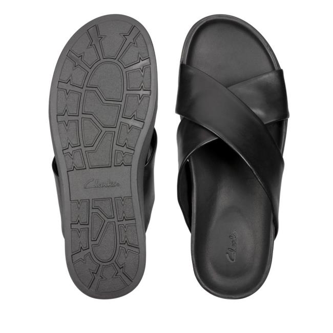 Men's Clarks Sunder Cross Sandals Black | CLK643MZA