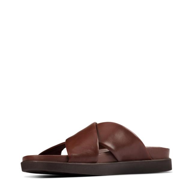 Men's Clarks Sunder Cross Sandals Brown | CLK378UQS