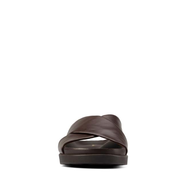 Men's Clarks Sunder Cross Sandals Dark Brown | CLK210AMH