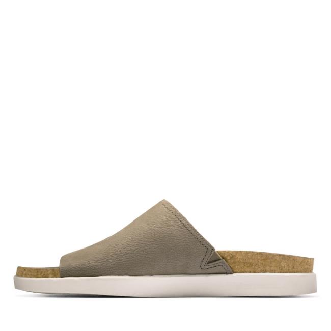 Men's Clarks Sunder Slide Sandals Olive | CLK519ELZ