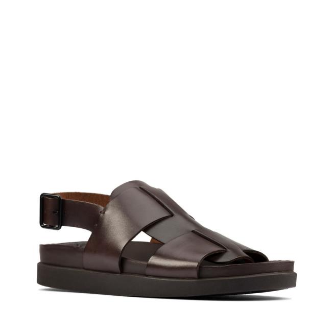 Men's Clarks Sunder Strap Sandals Dark Brown | CLK582VBX