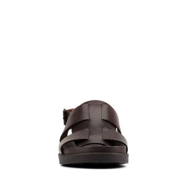 Men's Clarks Sunder Strap Sandals Dark Brown | CLK582VBX