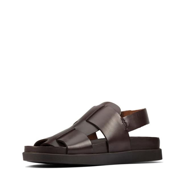 Men's Clarks Sunder Strap Sandals Dark Brown | CLK582VBX