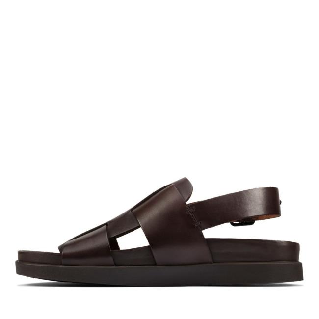 Men's Clarks Sunder Strap Sandals Dark Brown | CLK582VBX