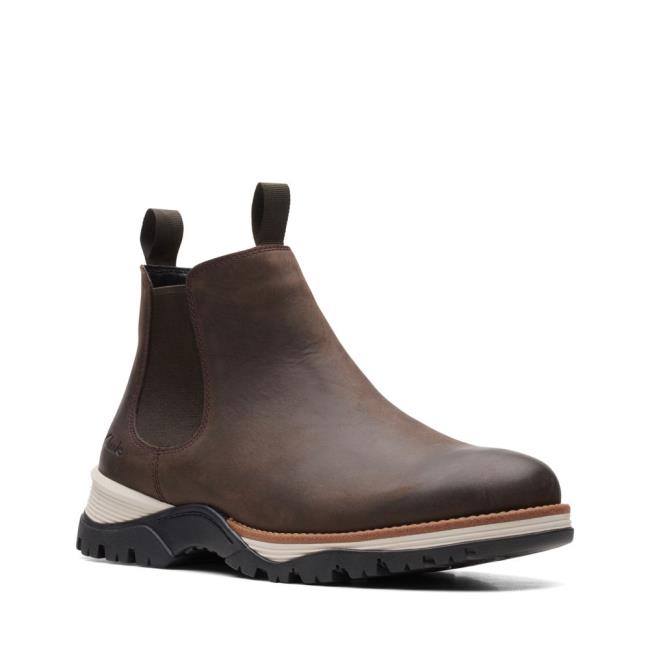 Men's Clarks Topton Chelsea Chelsea Boots Dark Brown | CLK853HLQ