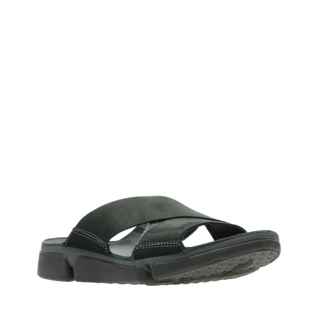 Men's Clarks Tri Cove Cross Sandals Black | CLK264AKB