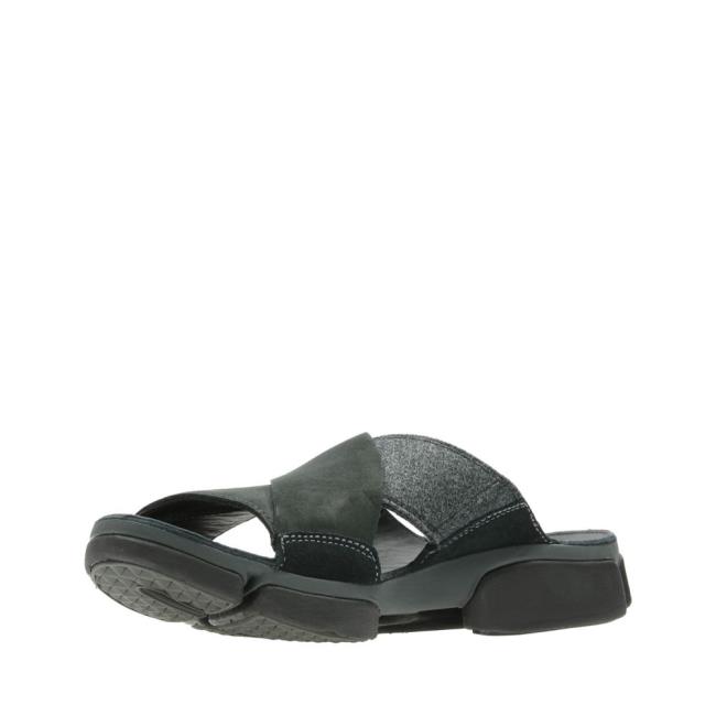 Men's Clarks Tri Cove Cross Sandals Black | CLK264AKB