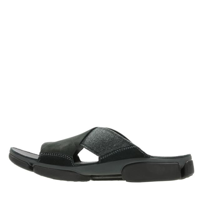 Men's Clarks Tri Cove Cross Sandals Black | CLK264AKB