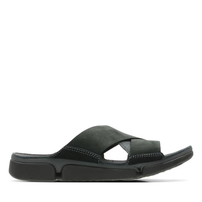 Men\'s Clarks Tri Cove Cross Sandals Black | CLK264AKB