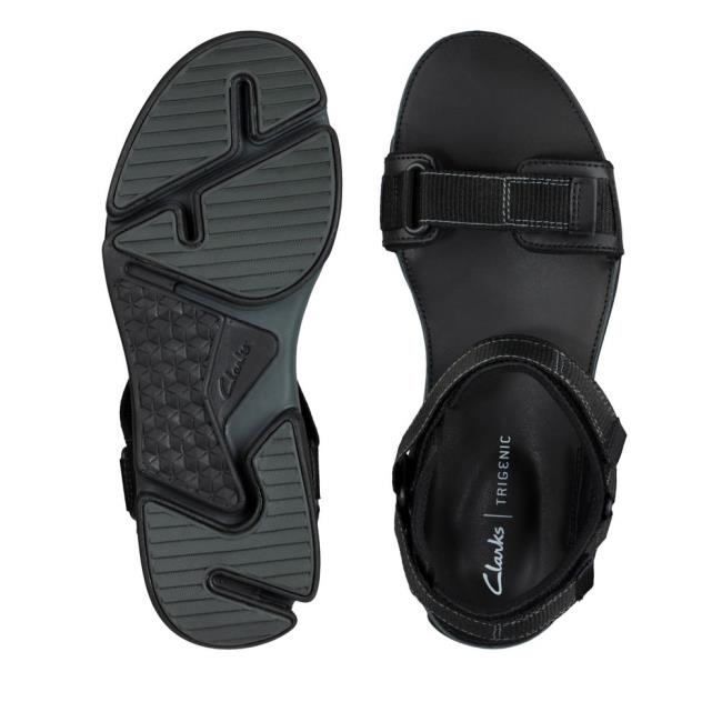 Men's Clarks Tri Cove Trail Sandals Black | CLK461BGL