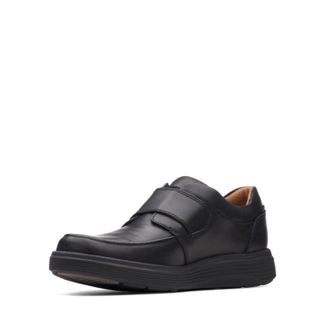 Men's Clarks Un Abode Strap Black Shoes Black | CLK769KRG