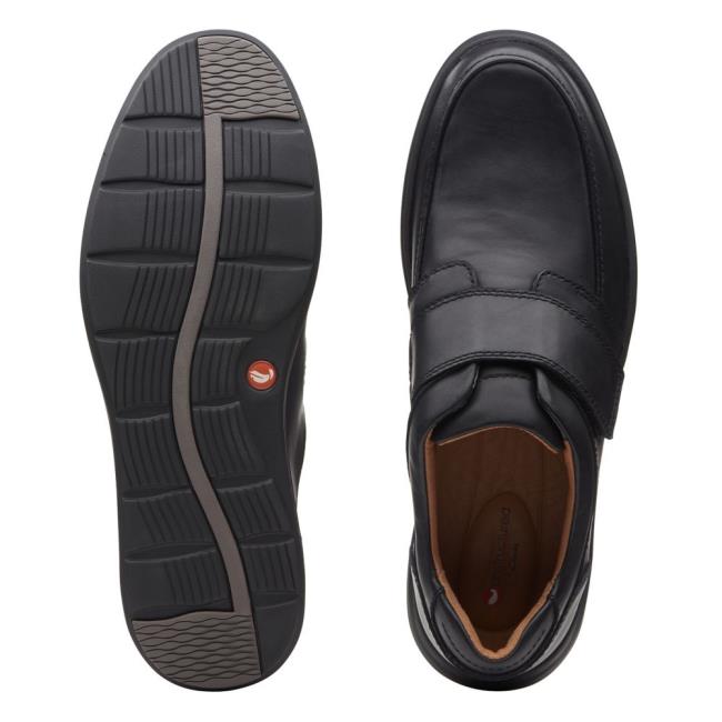 Men's Clarks Un Abode Strap Black Shoes Black | CLK769KRG