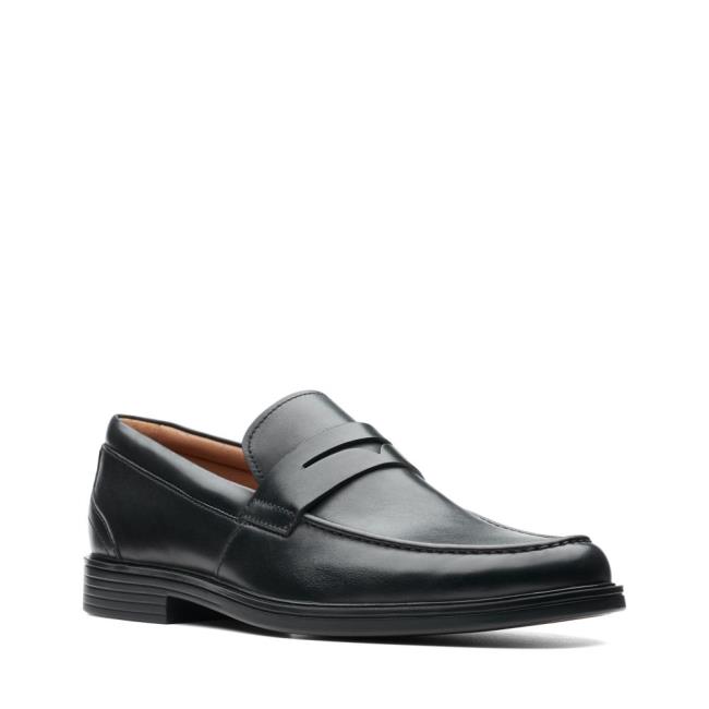 Men's Clarks Un Aldric Step Loafers Black | CLK409CST