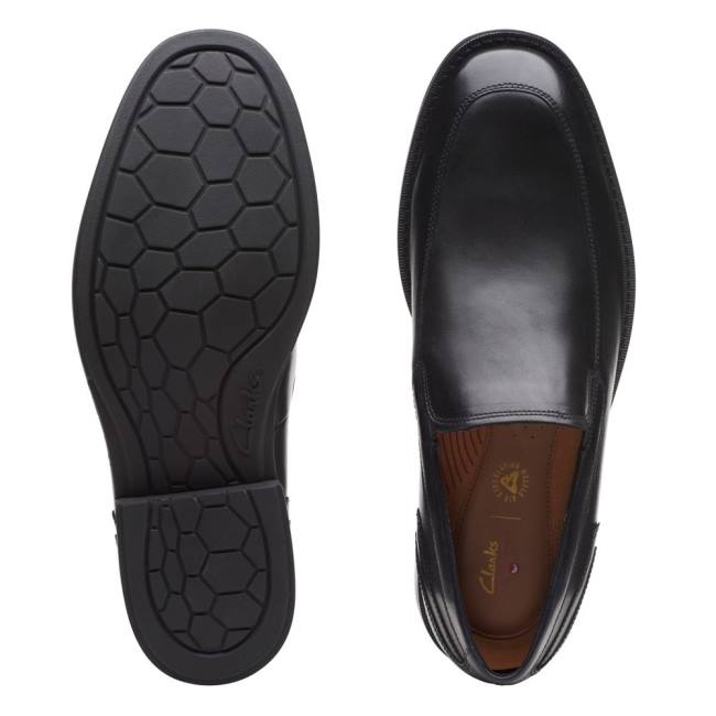 Men's Clarks Un Hugh Step Loafers Black | CLK492LGV