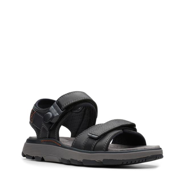 Men's Clarks Un Trek Part Sandals Black | CLK279ALM