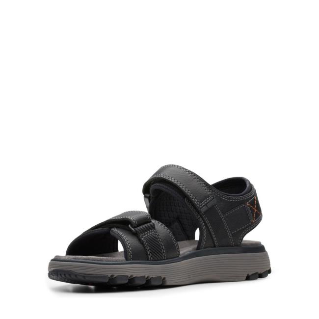 Men's Clarks Un Trek Part Sandals Black | CLK279ALM