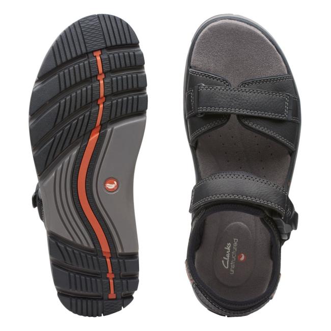 Men's Clarks Un Trek Part Sandals Black | CLK279ALM