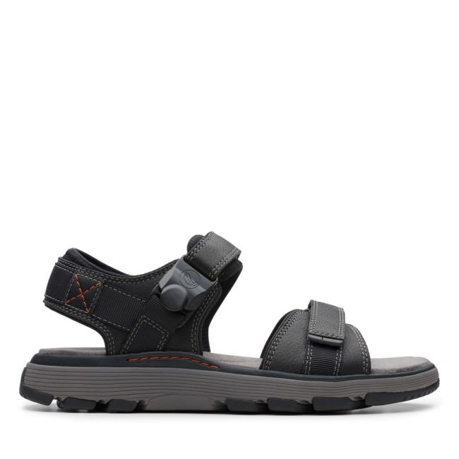 Men\'s Clarks Un Trek Part Sandals Black | CLK279ALM