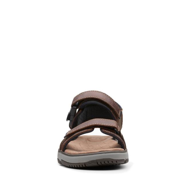 Men's Clarks Un Trek Part Sandals Dark Brown | CLK102LIR