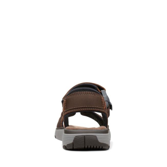 Men's Clarks Un Trek Part Sandals Dark Brown | CLK102LIR