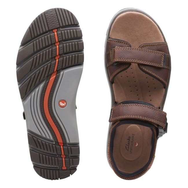 Men's Clarks Un Trek Part Sandals Dark Brown | CLK102LIR