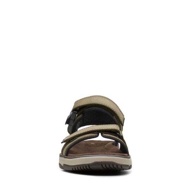 Men's Clarks Un Trek Part Sandals Dark Olive | CLK260SGO