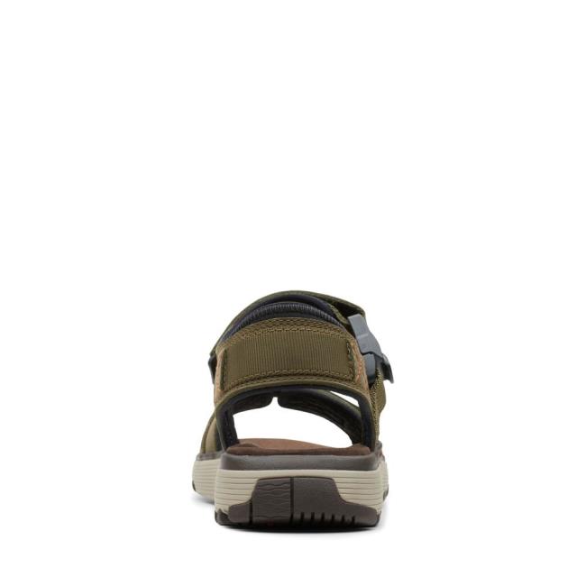 Men's Clarks Un Trek Part Sandals Dark Olive | CLK260SGO