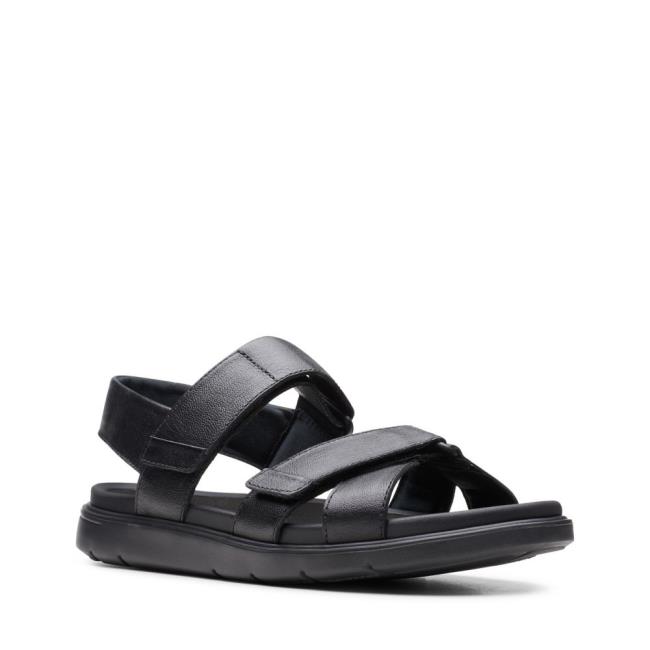 Men's Clarks Un Wilmore Band Sandals Black | CLK962WGJ