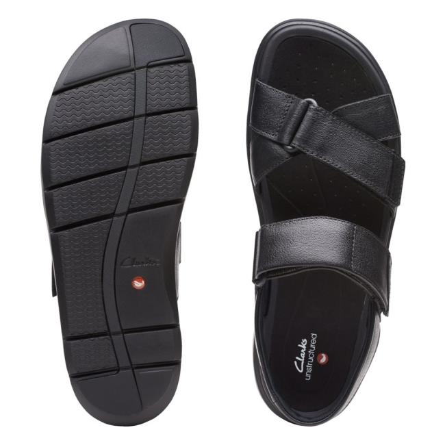 Men's Clarks Un Wilmore Band Sandals Black | CLK962WGJ