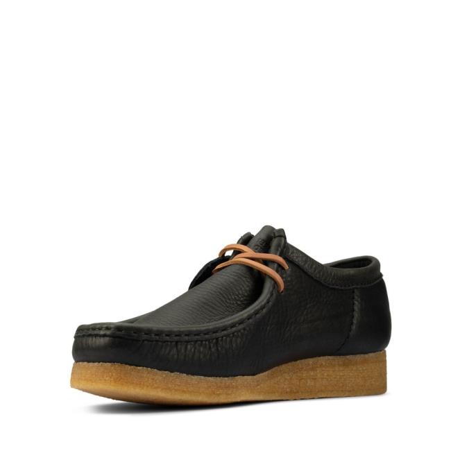 Men's Clarks Wallabee Black Shoes Black Beige | CLK756LFZ