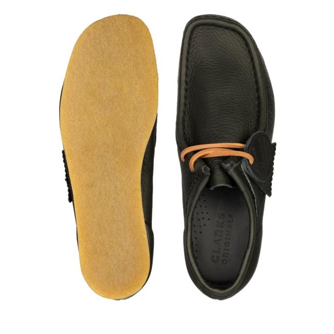 Men's Clarks Wallabee Black Shoes Black Beige | CLK756LFZ