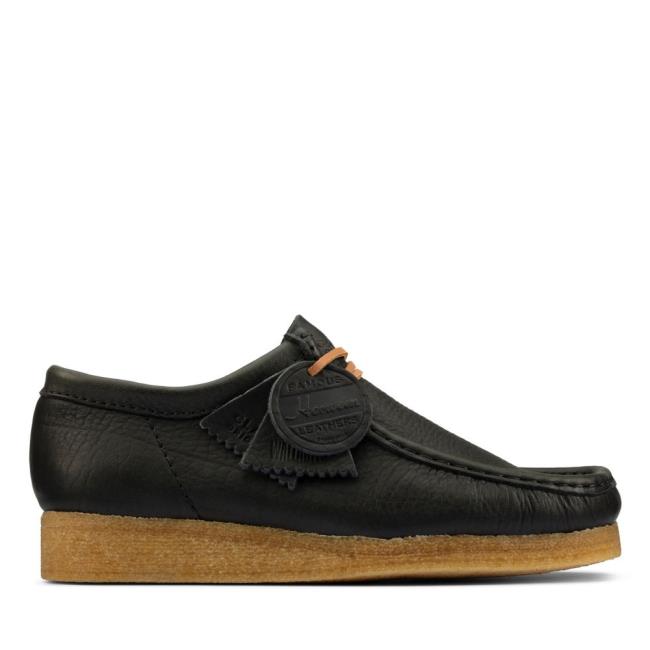 Men\'s Clarks Wallabee Black Shoes Black Beige | CLK756LFZ