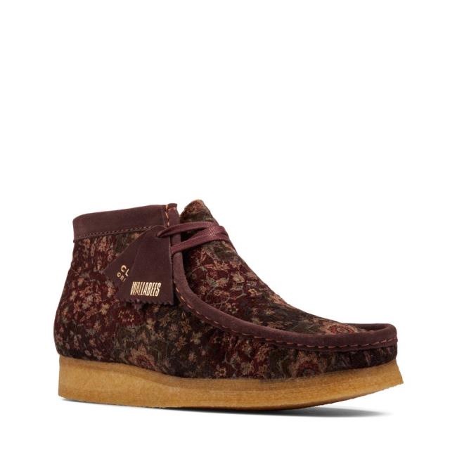 Men's Clarks Wallabee Boot Casual Boots Burgundy | CLK132VLI