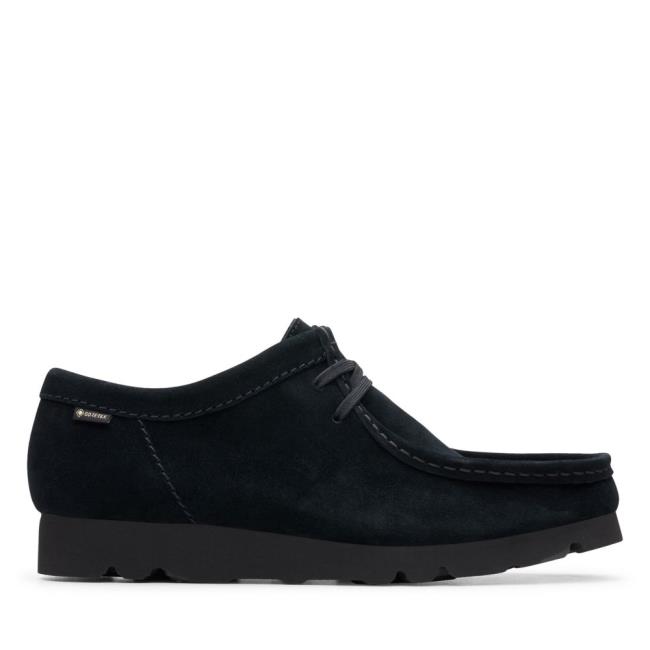 Men\'s Clarks Wallabee GORE-TEX Black Shoes Black | CLK128GRQ