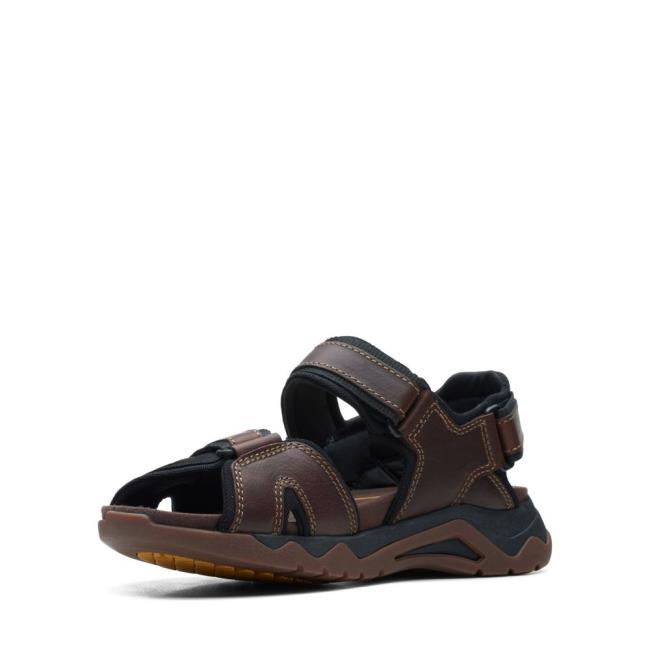 Men's Clarks Wave2.0 Jaunt Sandals Dark Brown | CLK764ECA