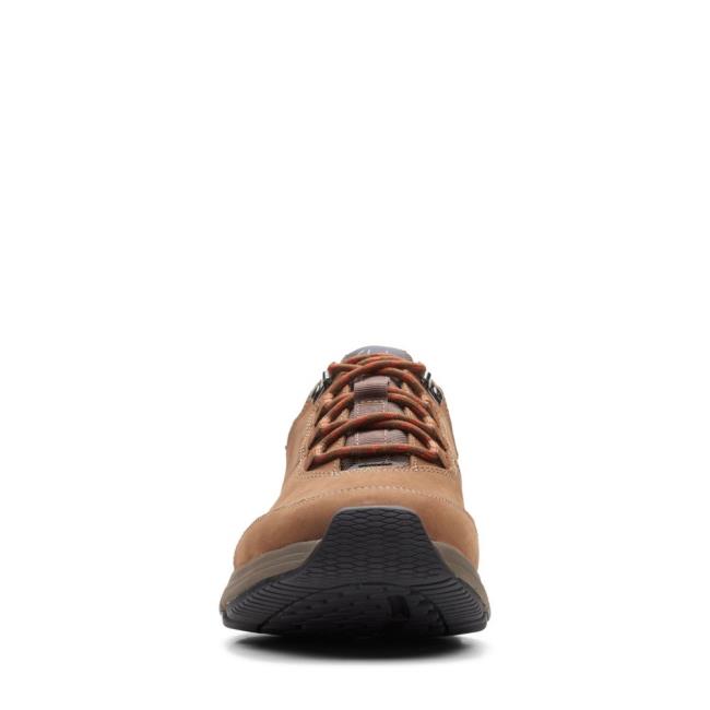 Men's Clarks Wave2.0 Tie Sneakers Dark Brown | CLK937FSN