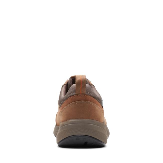 Men's Clarks Wave2.0 Tie Sneakers Dark Brown | CLK937FSN