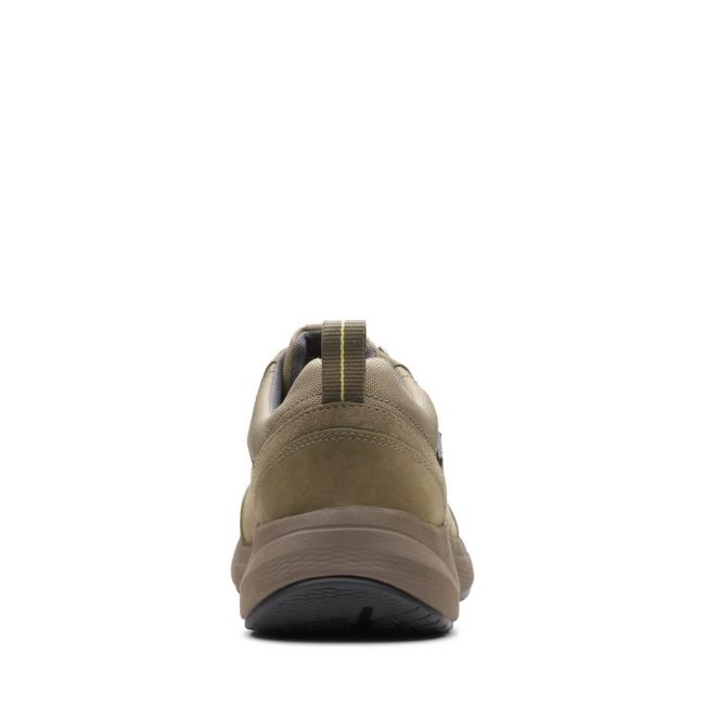 Men's Clarks Wave2.0 Tie Sneakers Olive | CLK185ACI