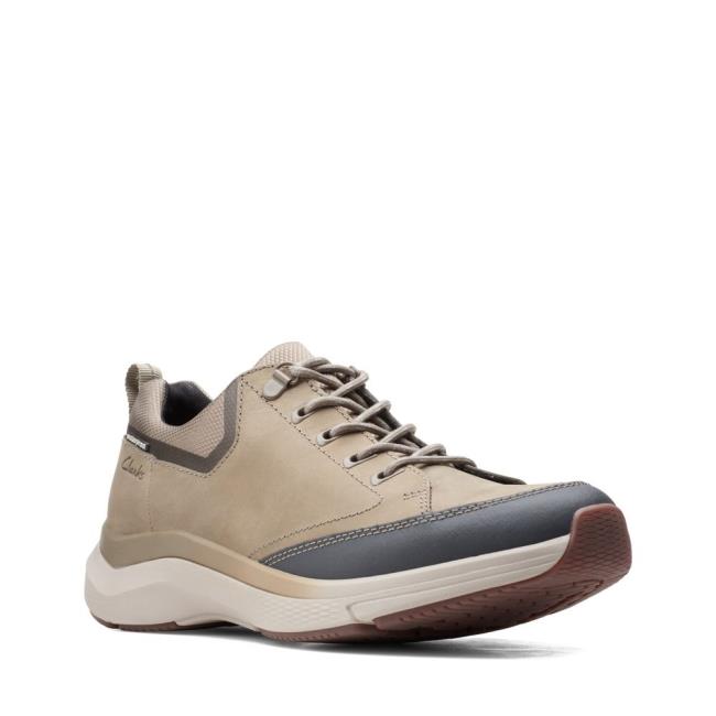 Men's Clarks Wave 2.0 Vibe Sneakers Olive | CLK906YKA