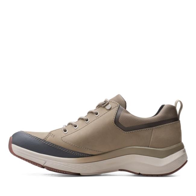 Men's Clarks Wave 2.0 Vibe Sneakers Olive | CLK906YKA