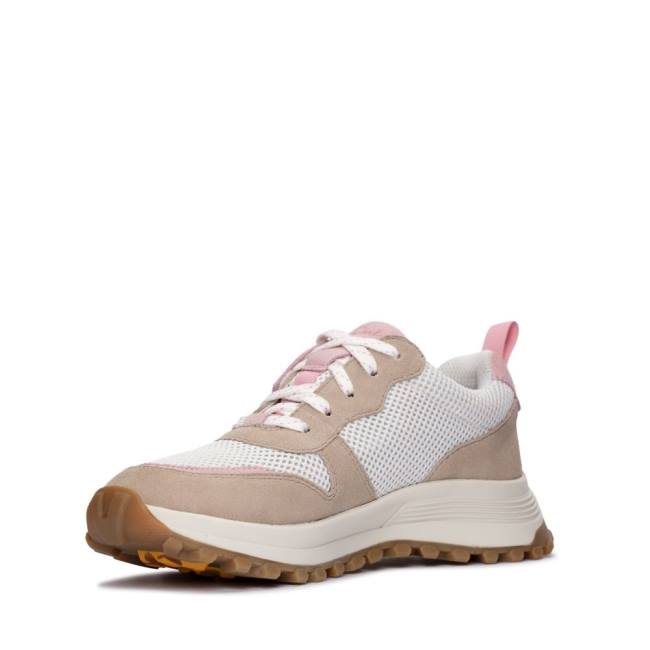 Women's Clarks ATL Trek Free Waterproof Sneakers White / Pink | CLK469OUF