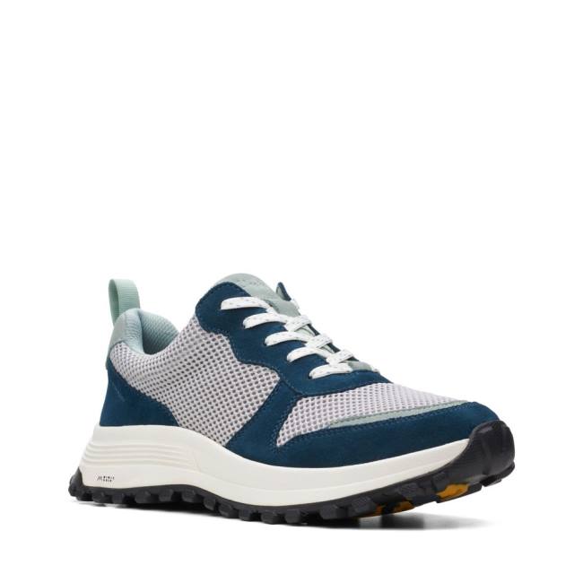 Women's Clarks ATL Trek Free Waterproof Sneakers White / Navy | CLK867CEQ