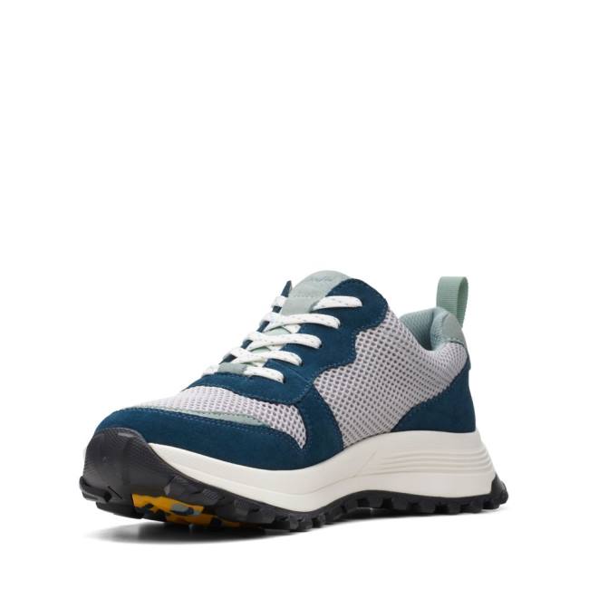 Women's Clarks ATL Trek Free Waterproof Sneakers White / Navy | CLK867CEQ